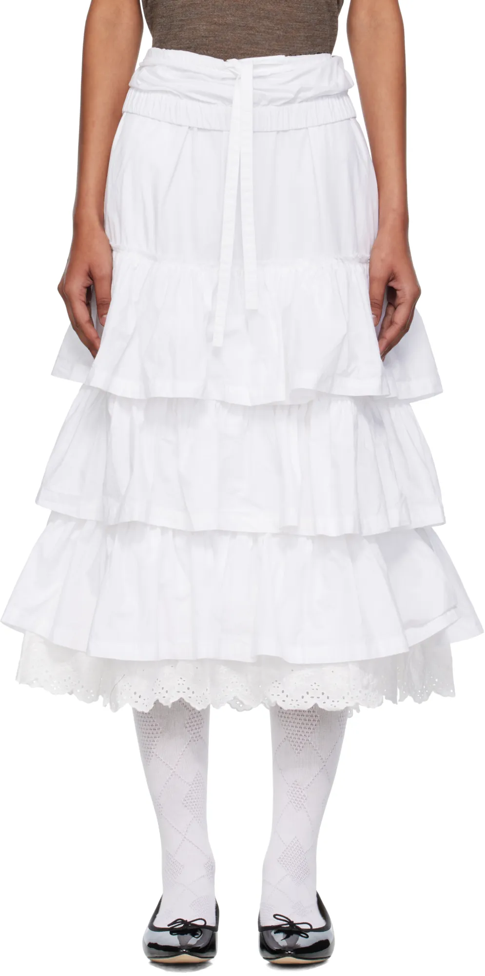 Rolled Waist Tiered Skirt