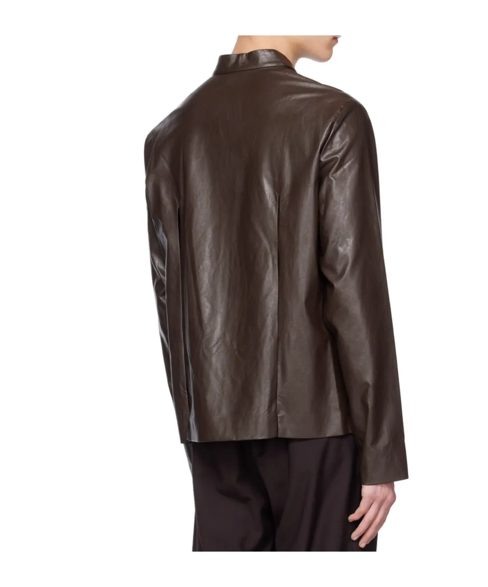 Slit Faux Leather Jacket