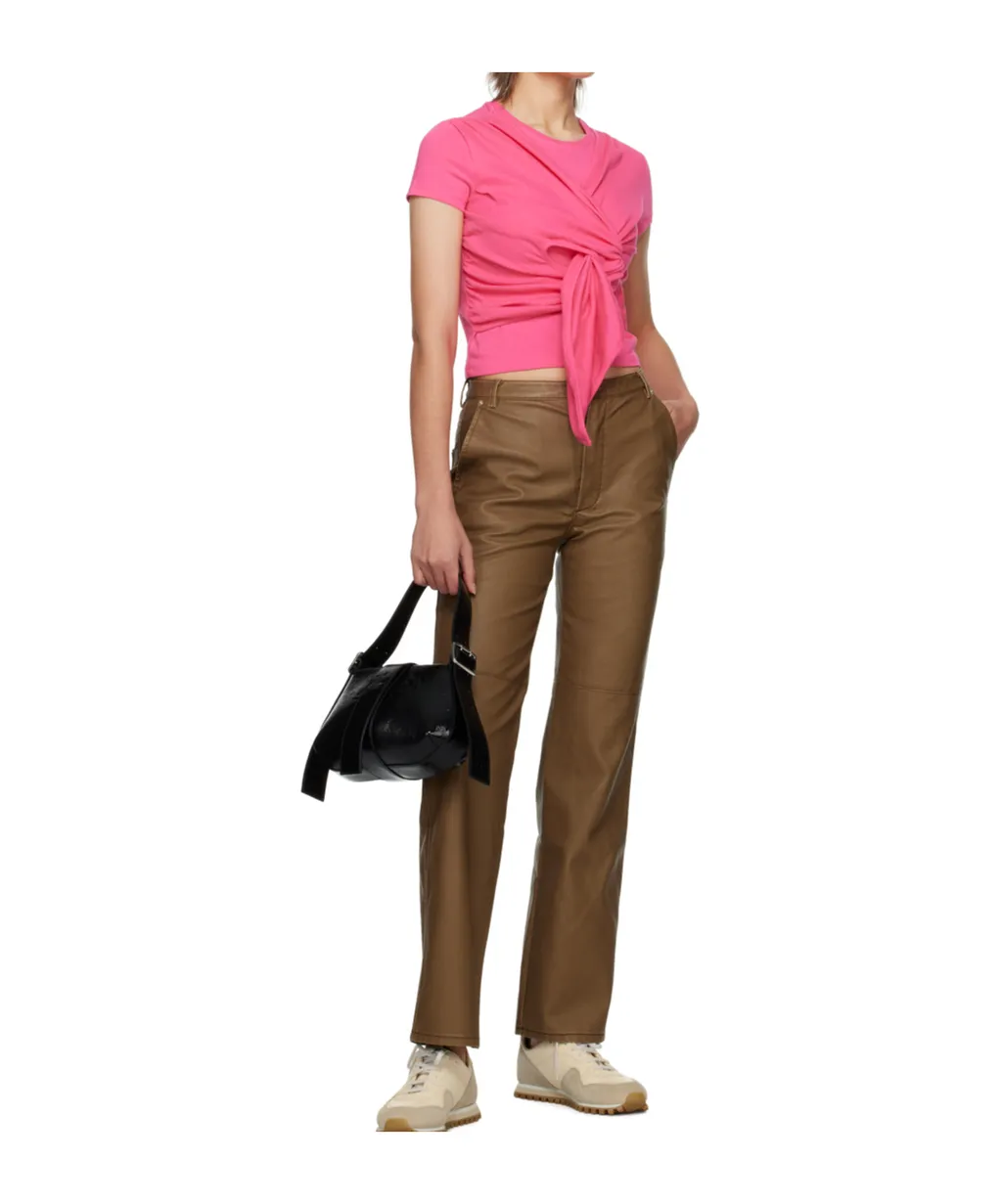Straight-Leg Faux Leather Trousers