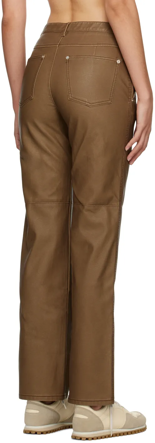Straight-Leg Faux Leather Trousers