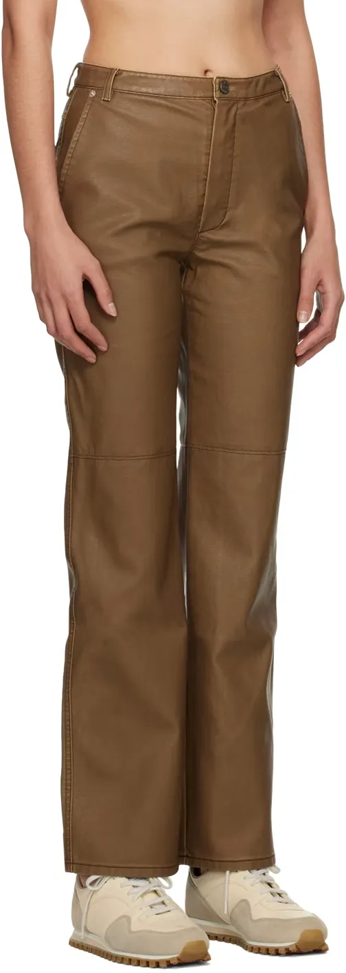 Straight-Leg Faux Leather Trousers