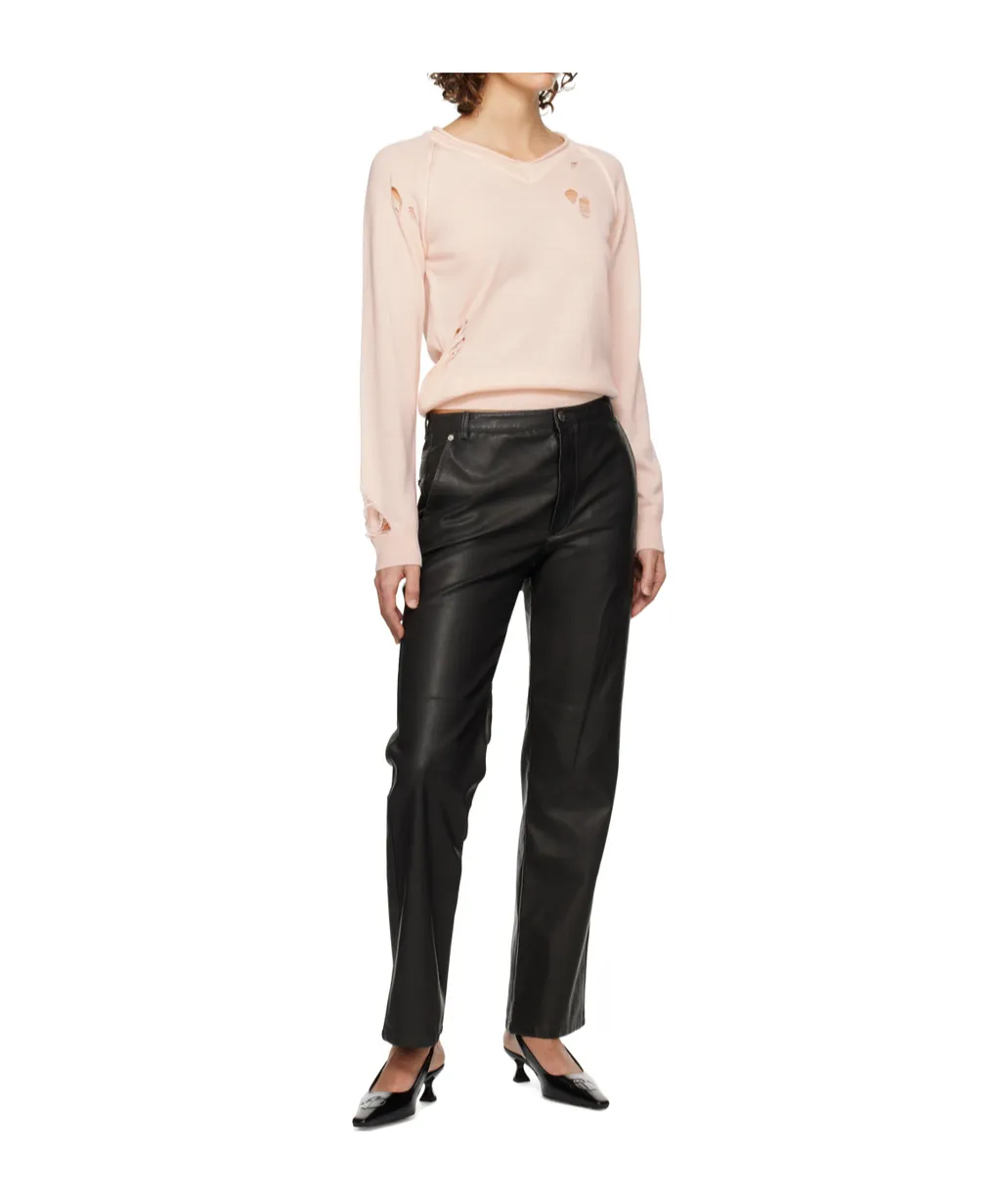 Straight-Leg Faux Leather Trousers