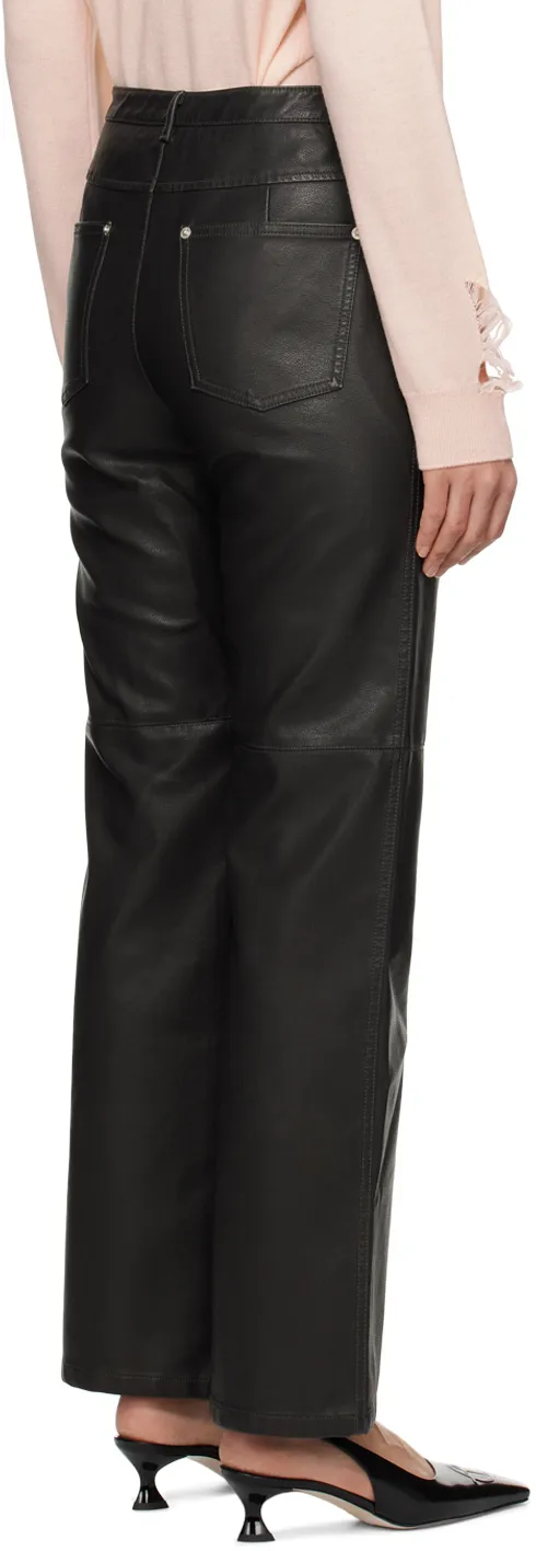 Straight-Leg Faux Leather Trousers