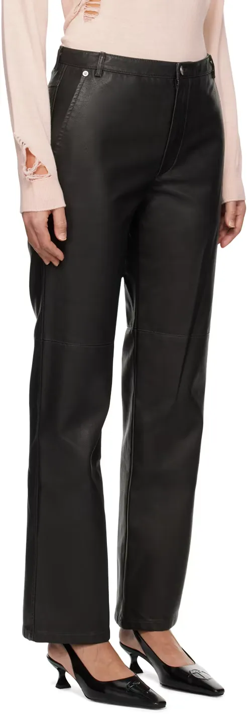 Straight-Leg Faux Leather Trousers