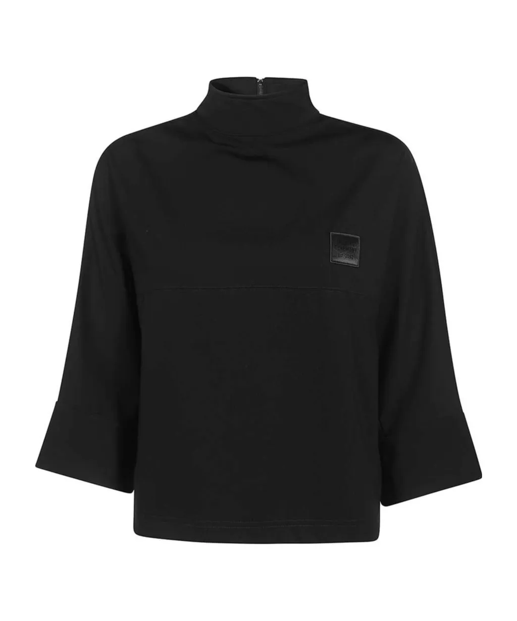 Logo-Patch High-Neck Jersey Top