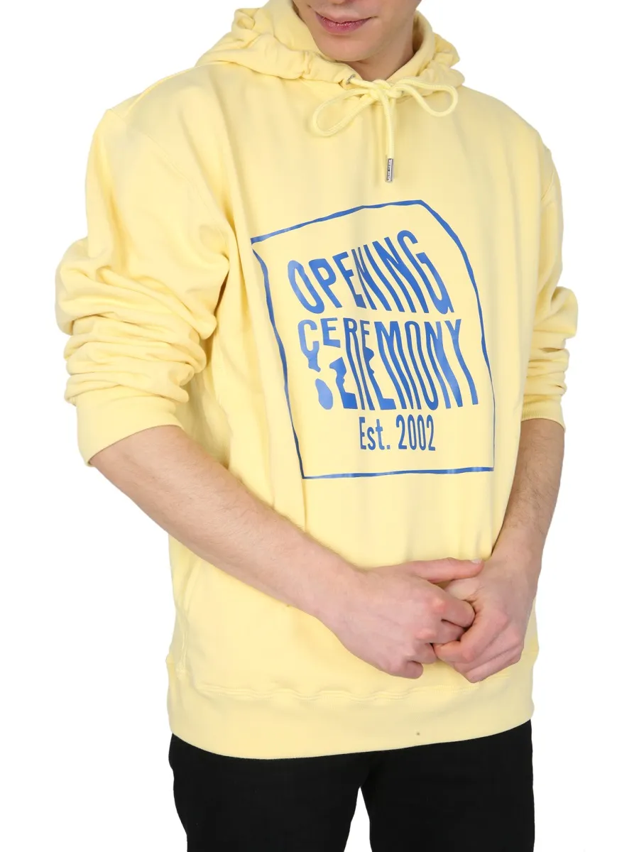 Warped Logo Printed Hoodie