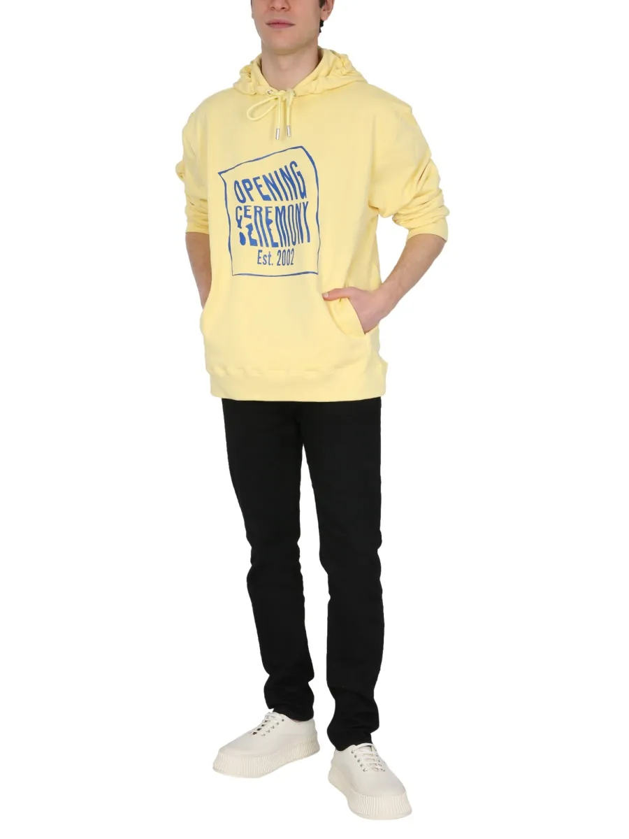 Warped Logo Printed Hoodie