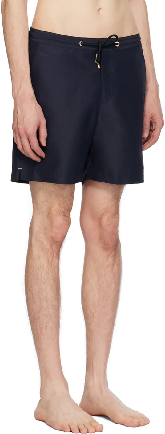 Elasticated Drawstring-Waistband Swim Shorts