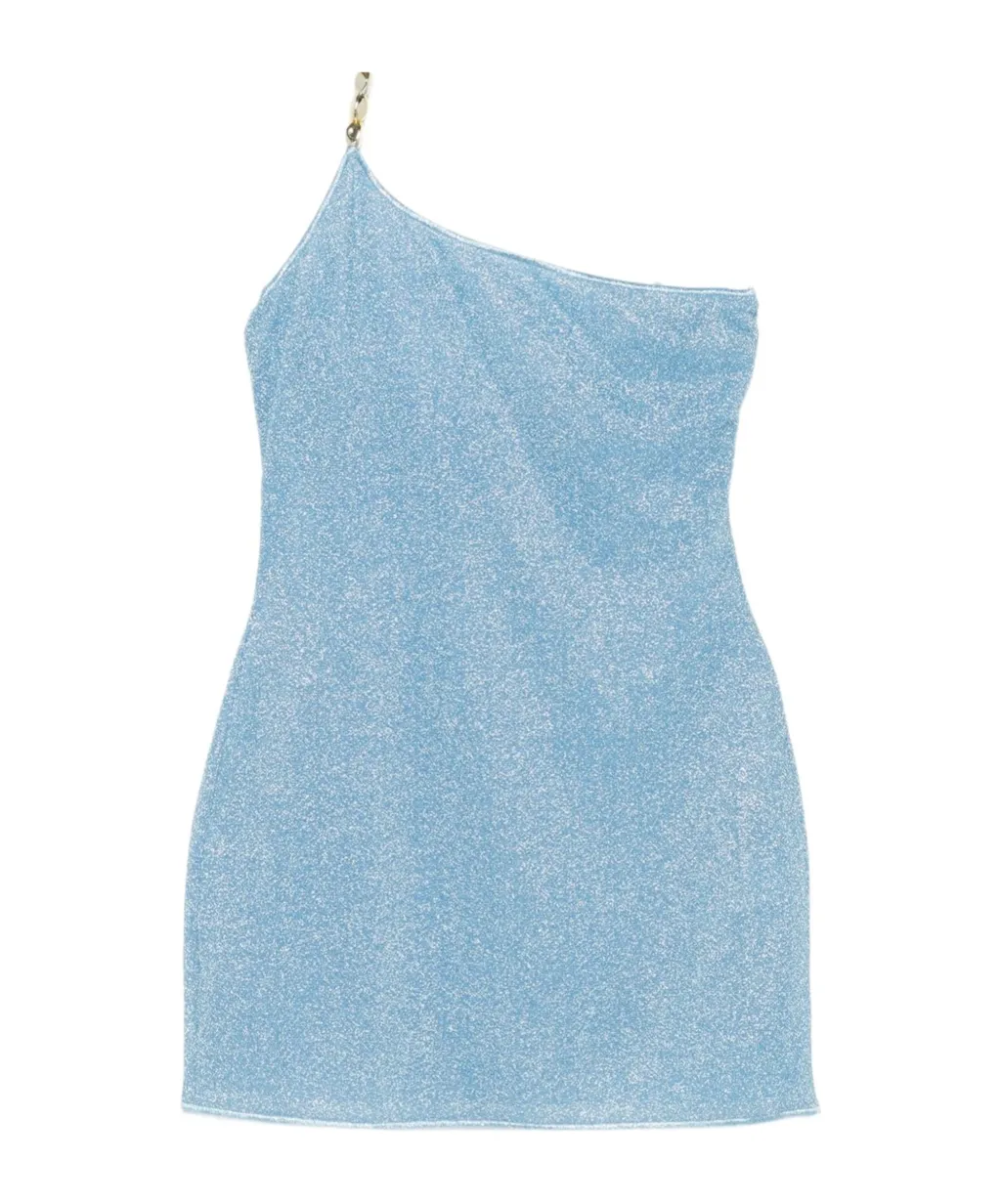 Chain-Embellished One-Shoulder Dress