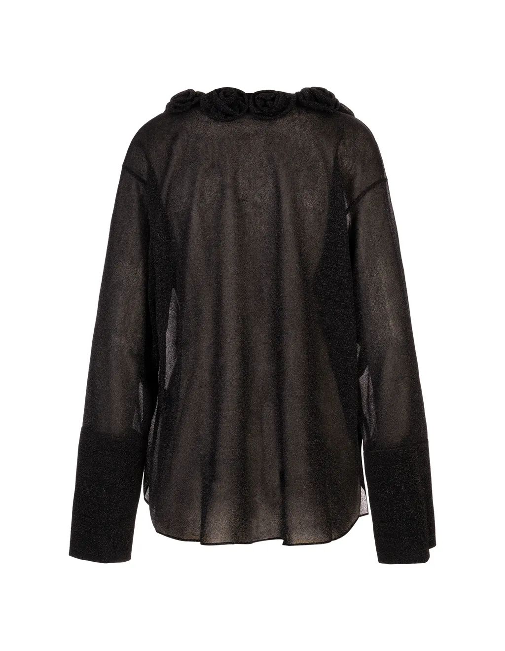 Rose-Embellished Glitter-Detail Blouse