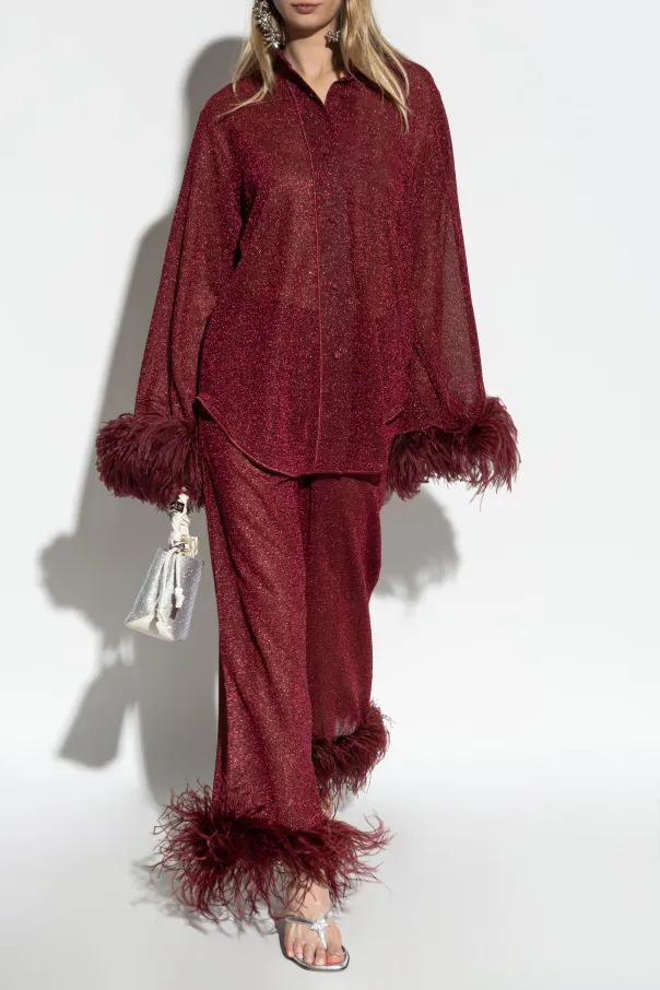 Plumage Feather-Trim Trousers