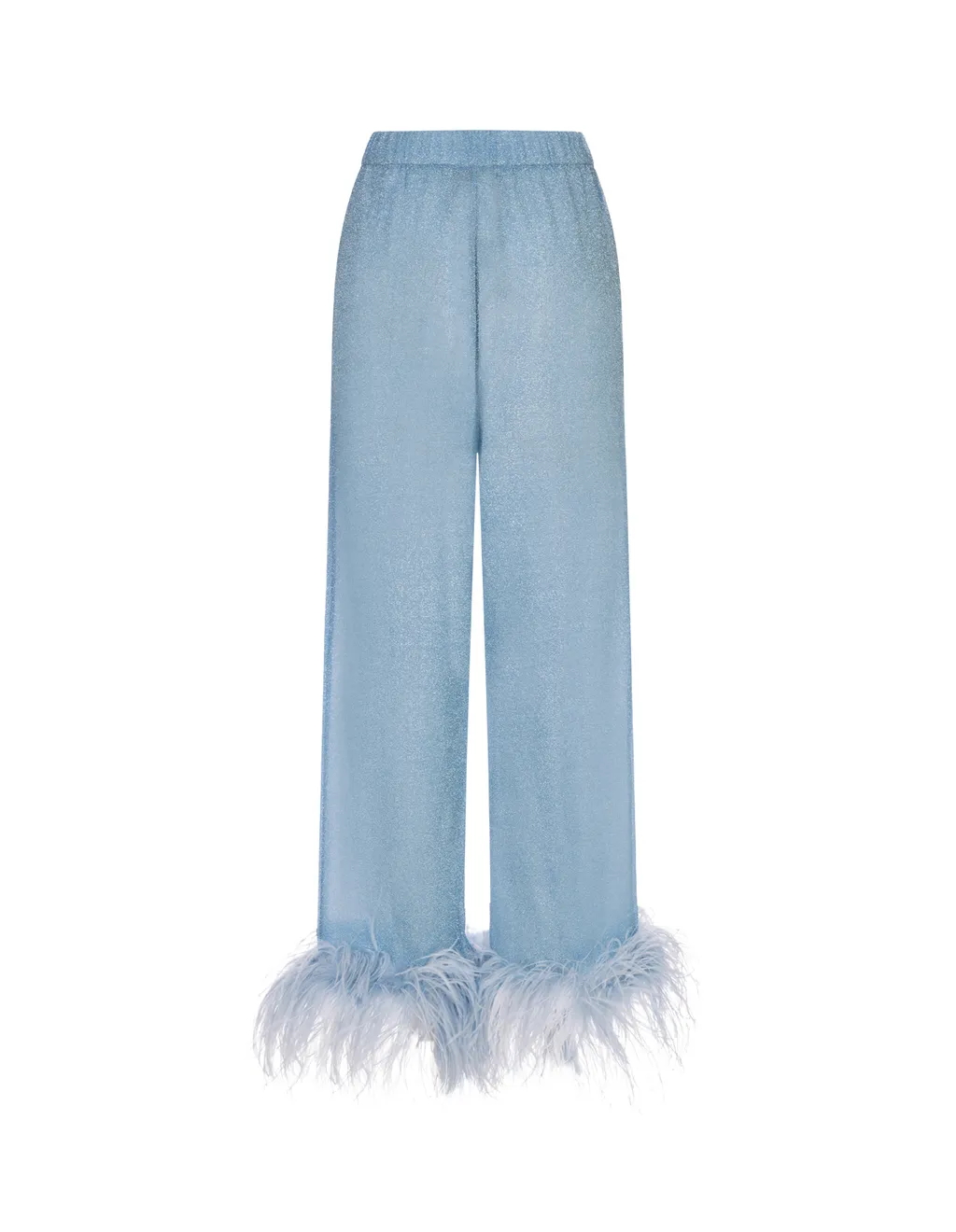Feather-Trimmed Wide-Leg Trousers