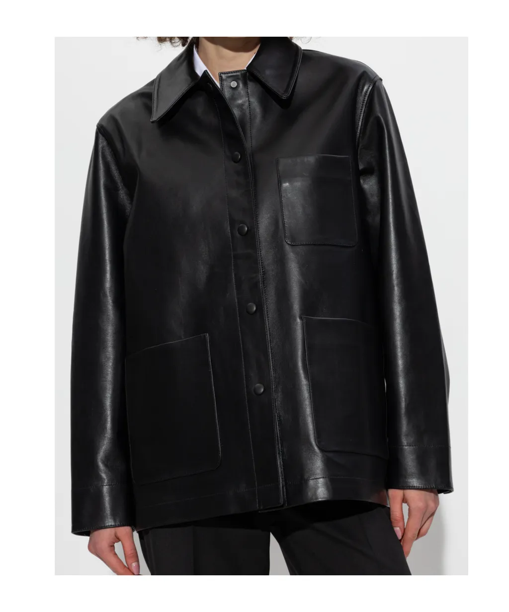 Patch-Pocket Leather Jacket