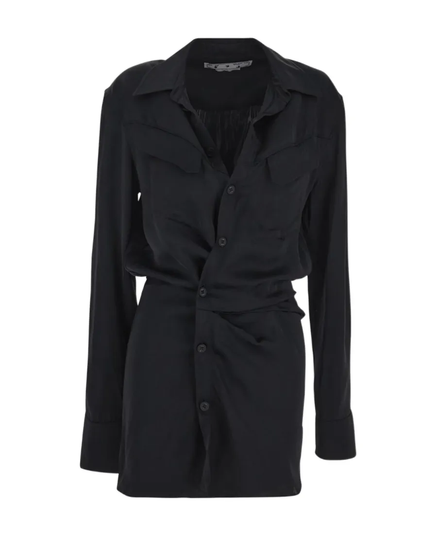 Buttoned Long-Sleeved Dress
