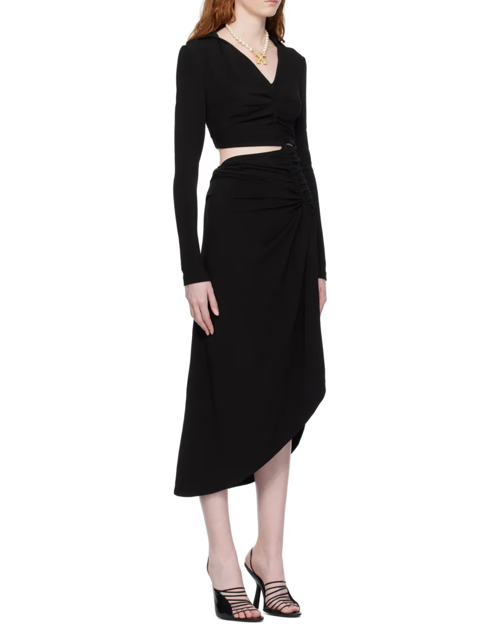 Ruched Long-Sleeved Dress