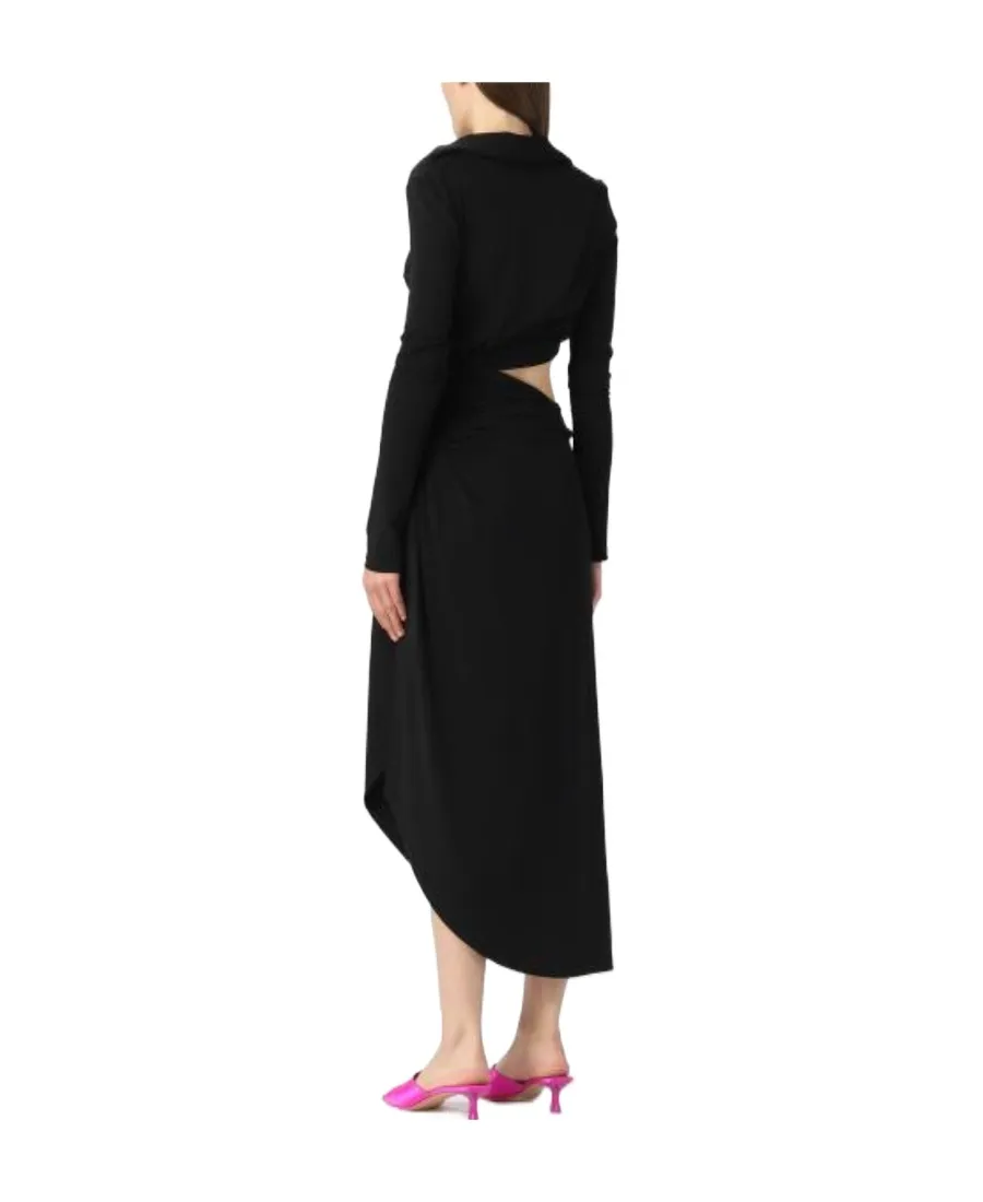 Ruched Long-Sleeved Dress