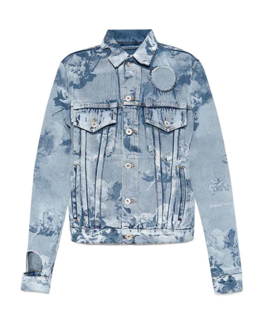 Cut-Out Long-Sleeved Denim Jacket