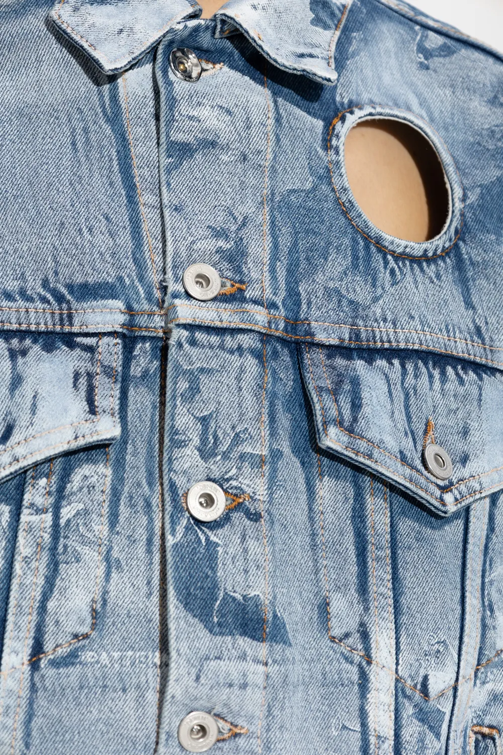 Cut-Out Long-Sleeved Denim Jacket