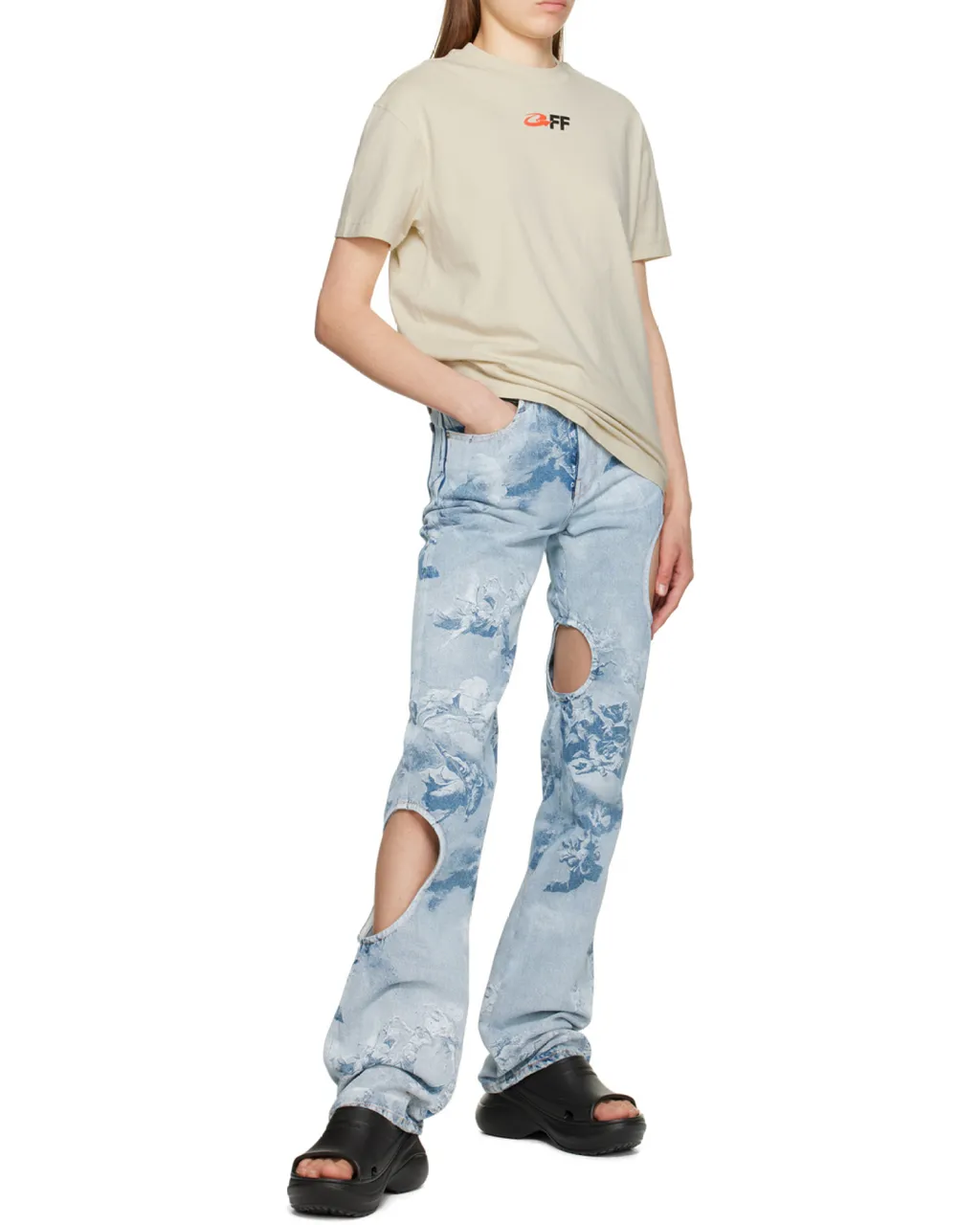 Cut-Out Detail Denim Jeans