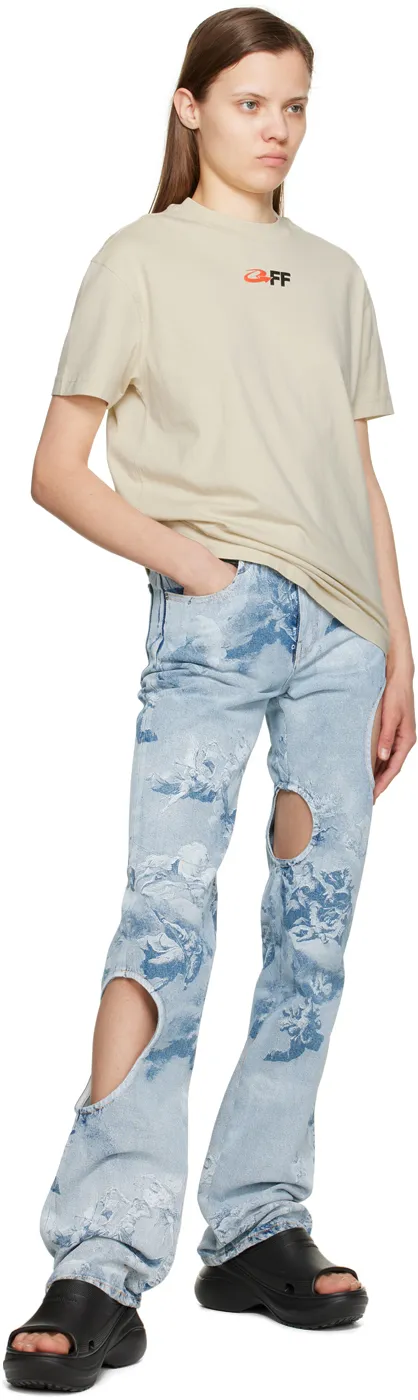 Cut-Out Detail Denim Jeans