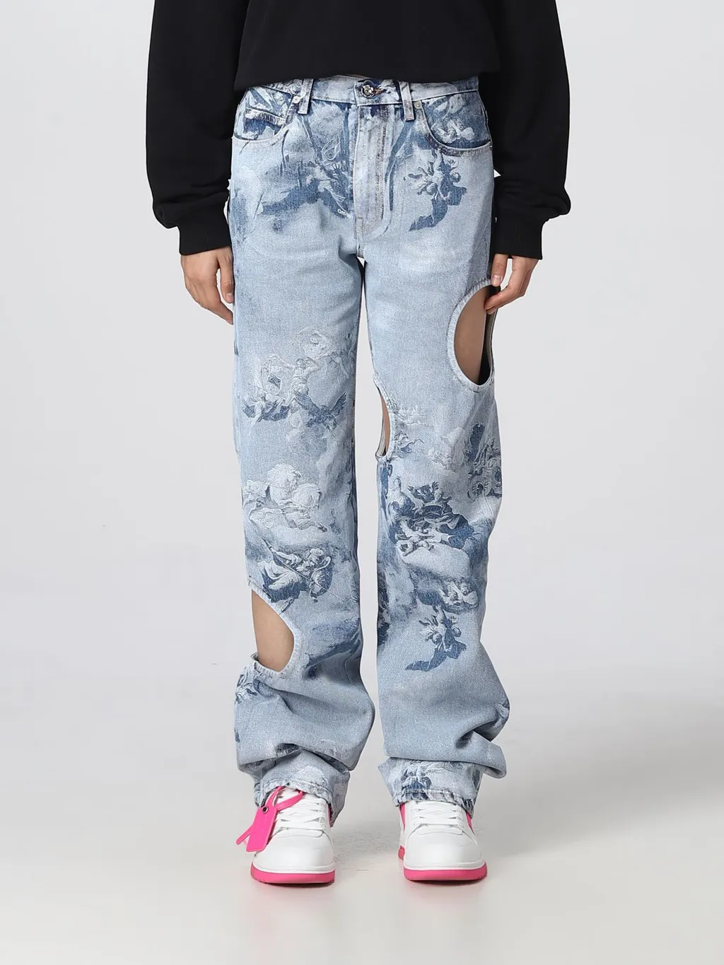 Cut-Out Detail Denim Jeans