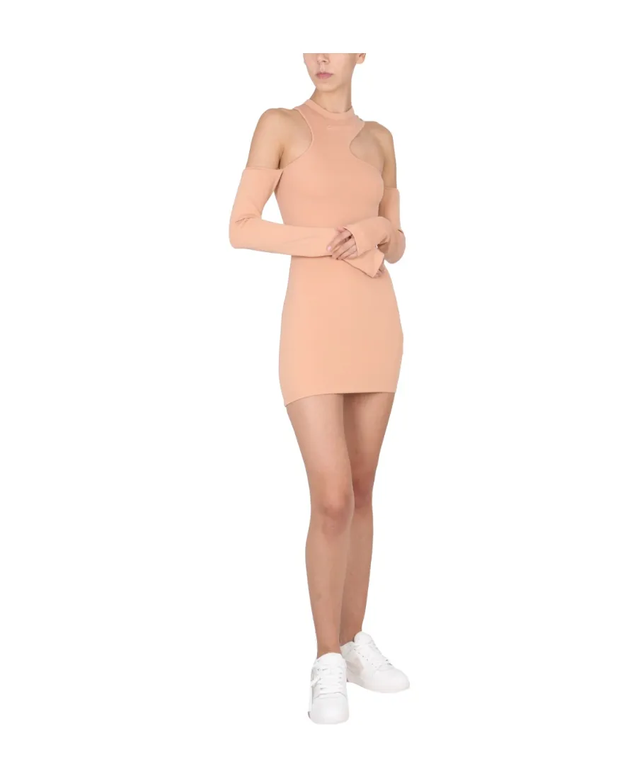 Logo Detailed Asymmetric Mini Dress