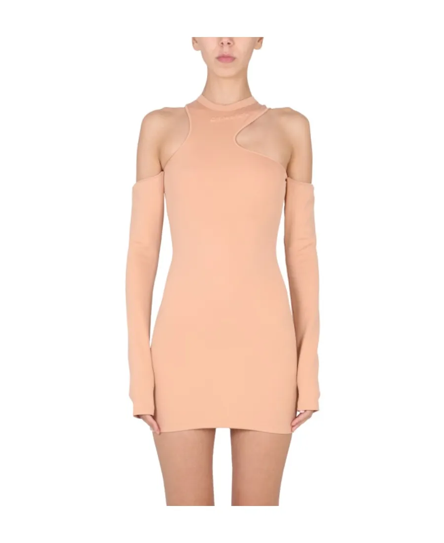Logo Detailed Asymmetric Mini Dress