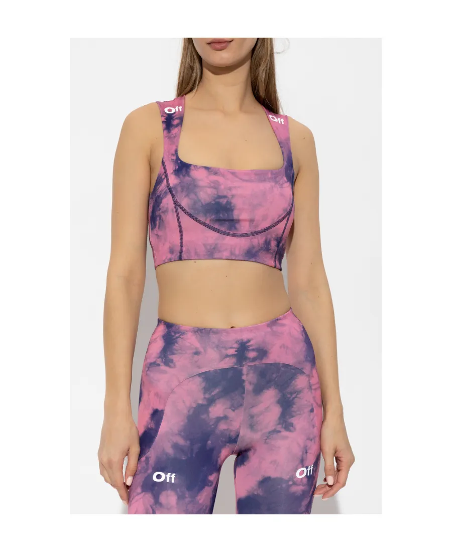 Tie-Dye Logo Printed Sports Bra