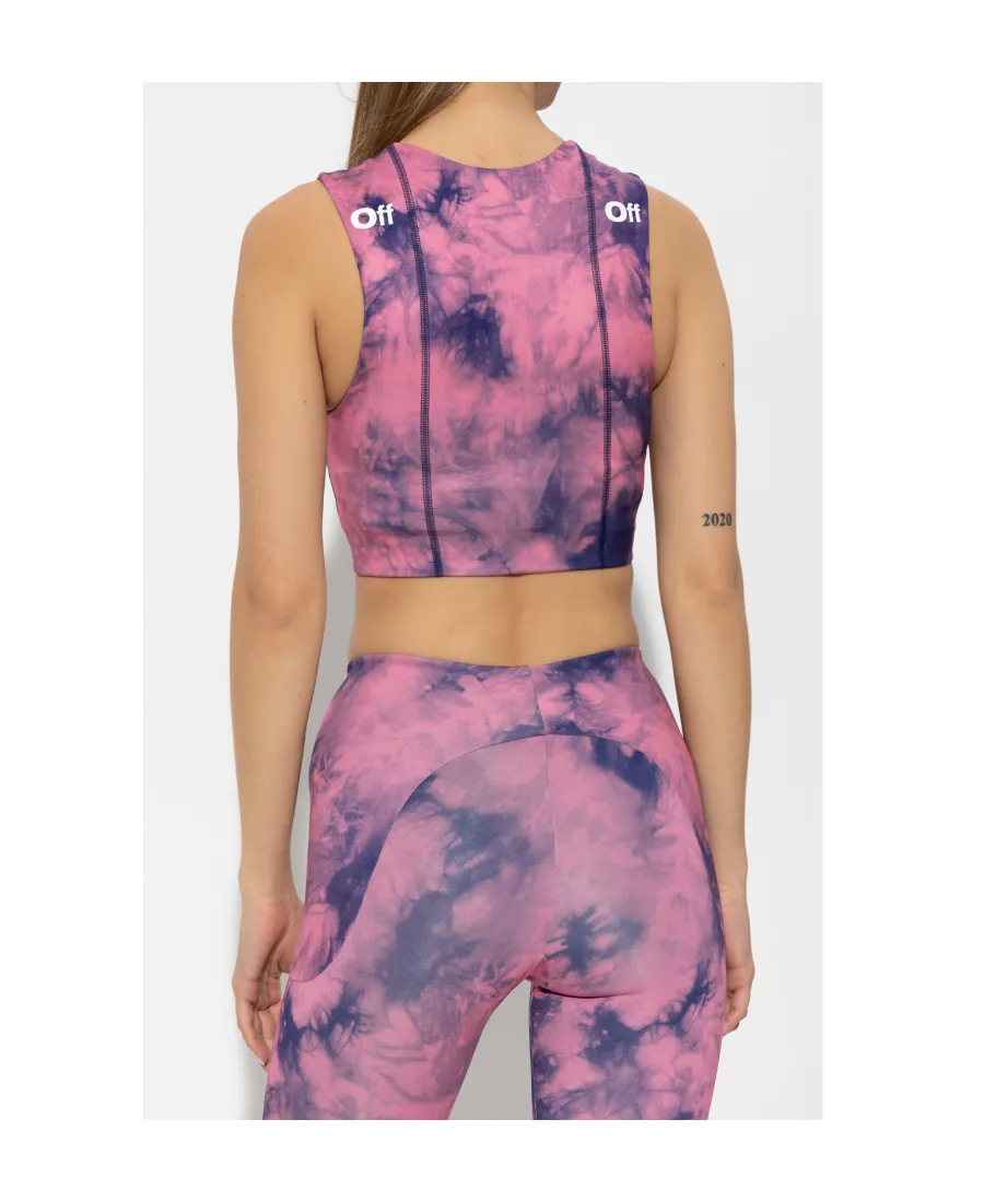 Tie-Dye Logo Printed Sports Bra