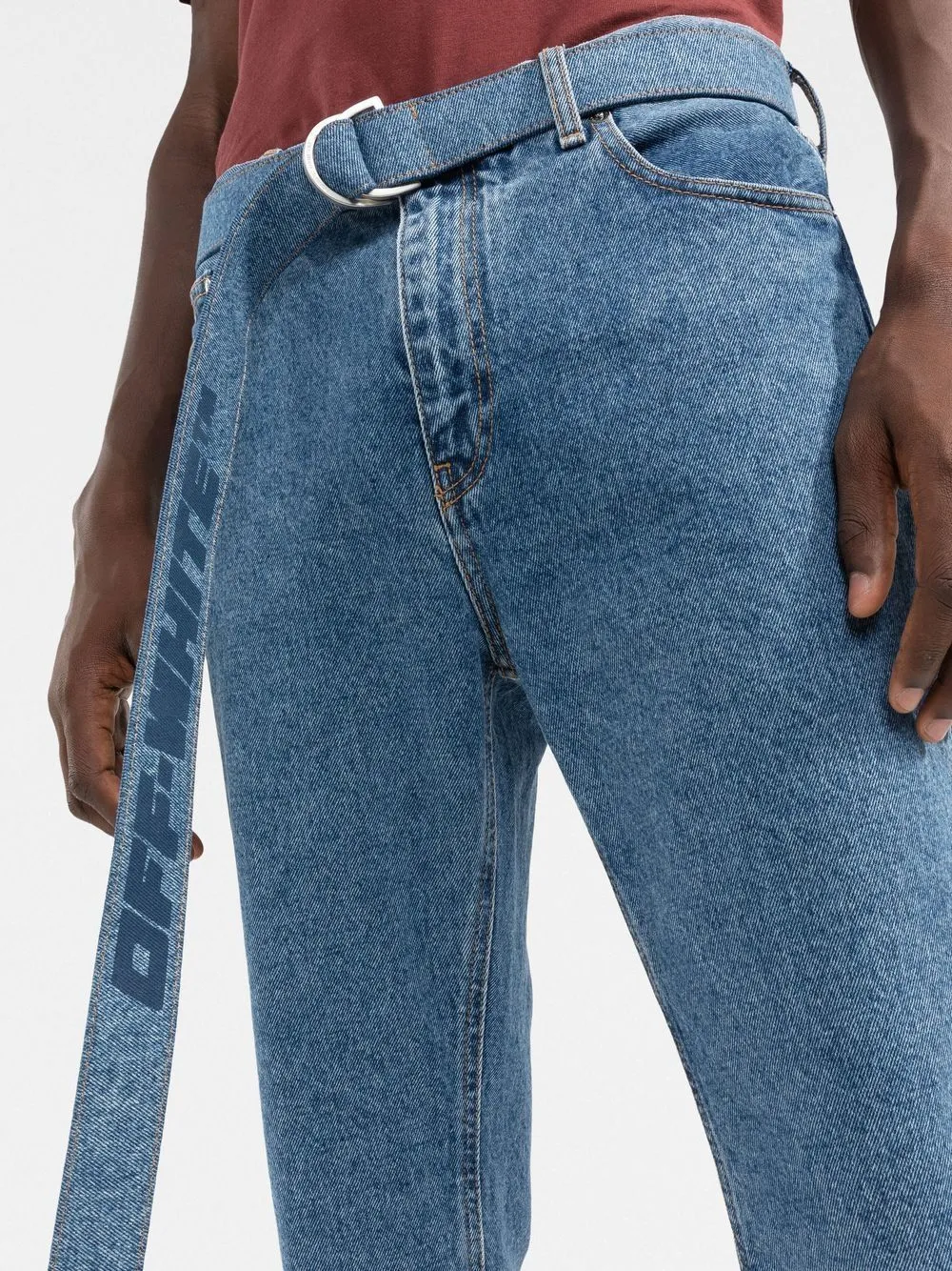 Belted Straight Leg Cropped Jeans