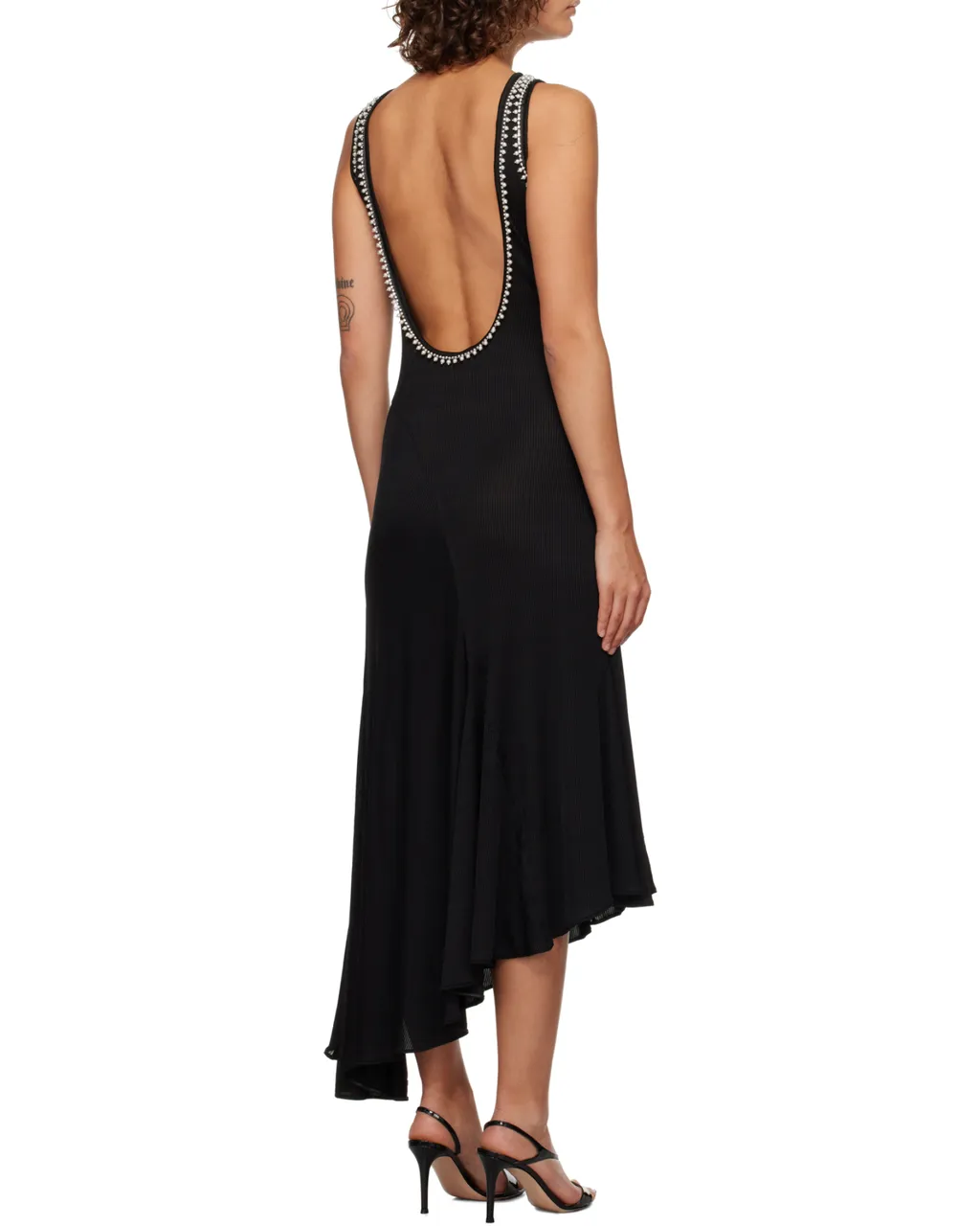 Embellished Asymmetric Sleeveless Dress