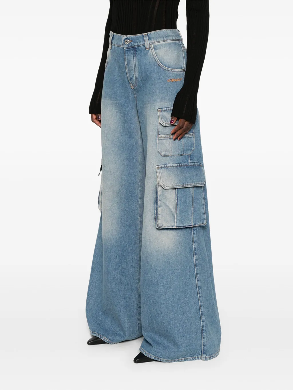 Logo Patch Wide Leg Jeans