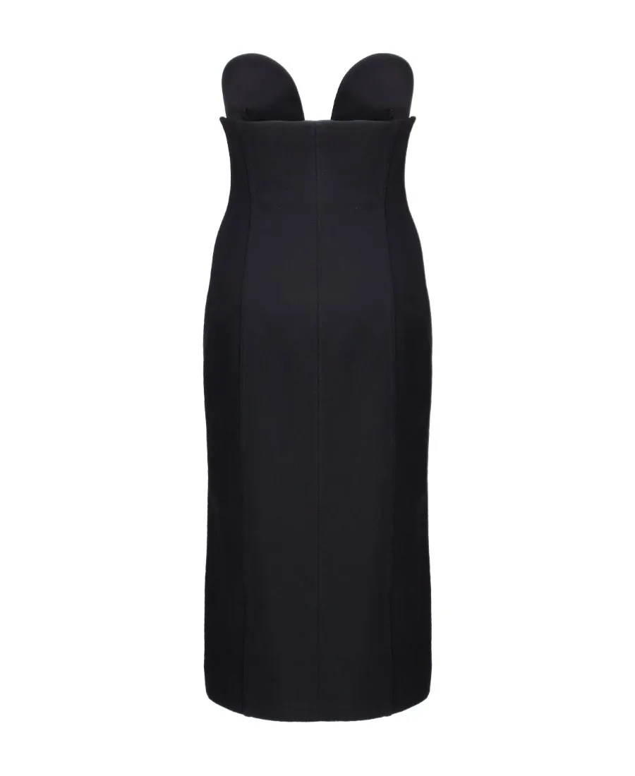 Strapless Zipped Midi Dress