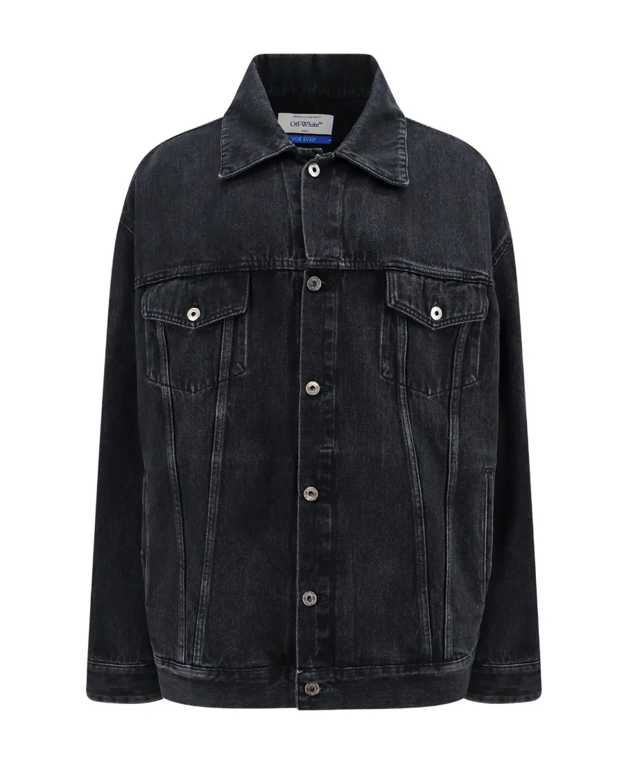 Logo Patch Buttoned Denim Jacket