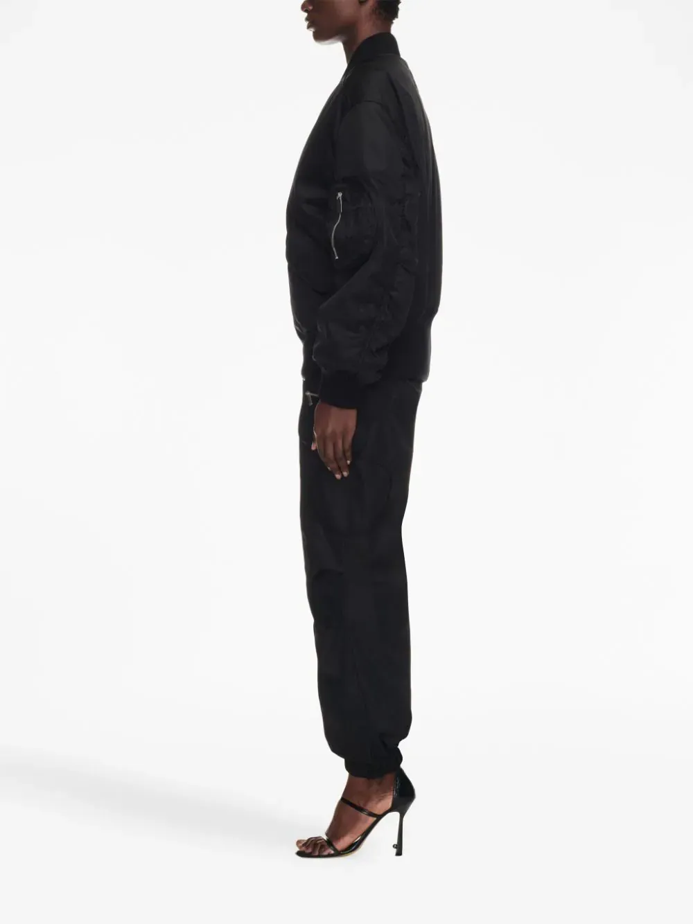 Band-Collared Zip-Up Bomber Jacket