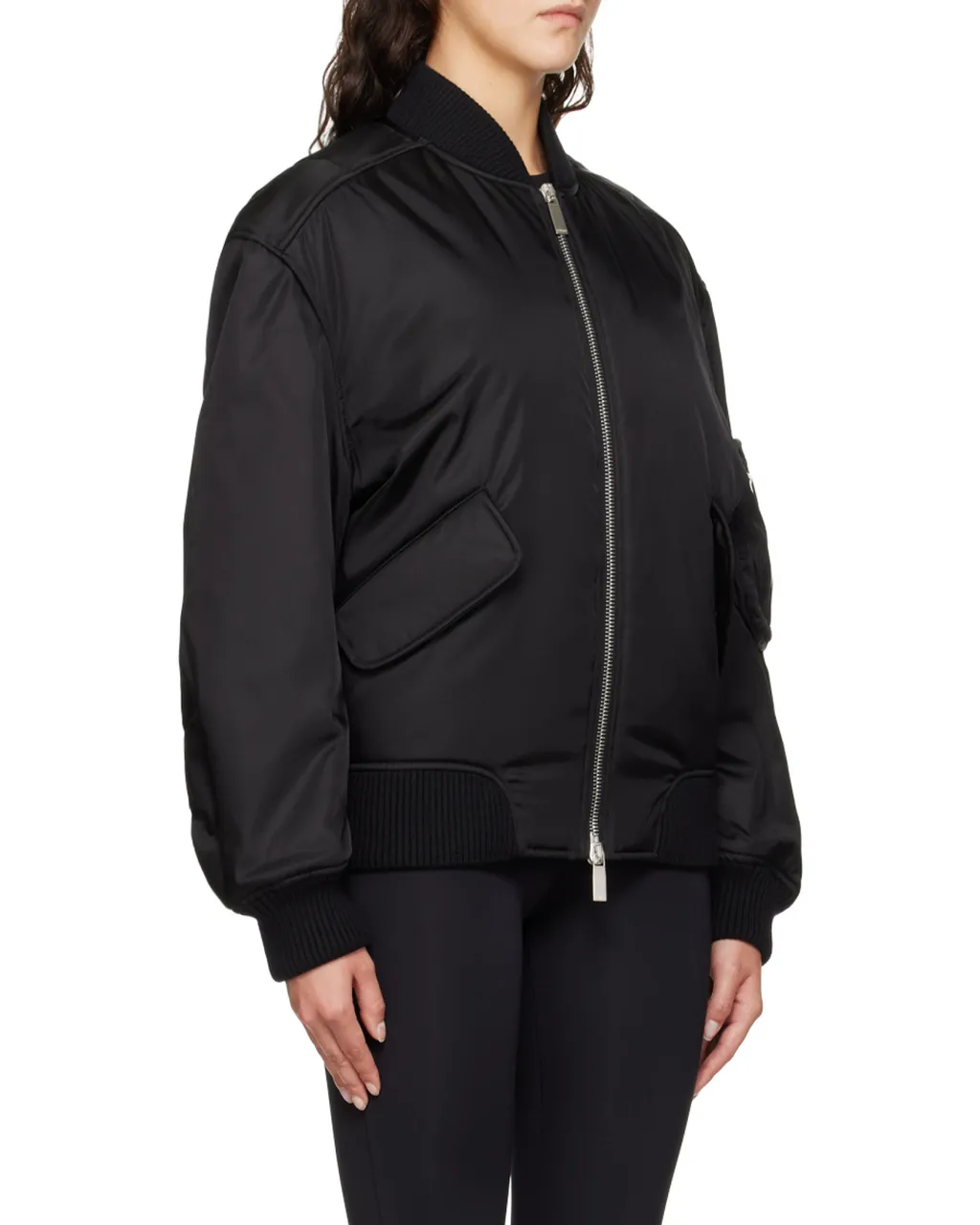 Band-Collared Zip-Up Bomber Jacket
