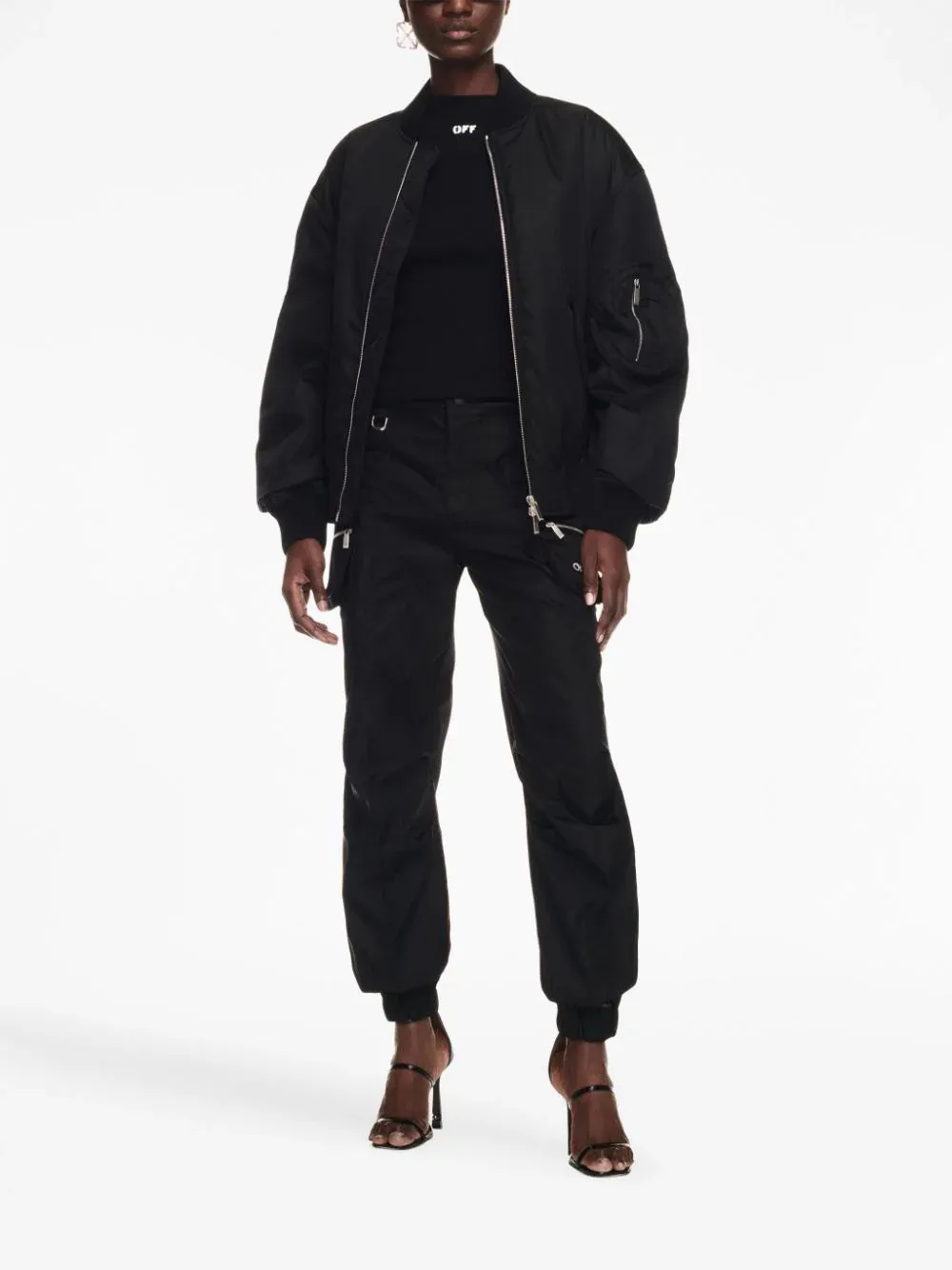 Band-Collared Zip-Up Bomber Jacket