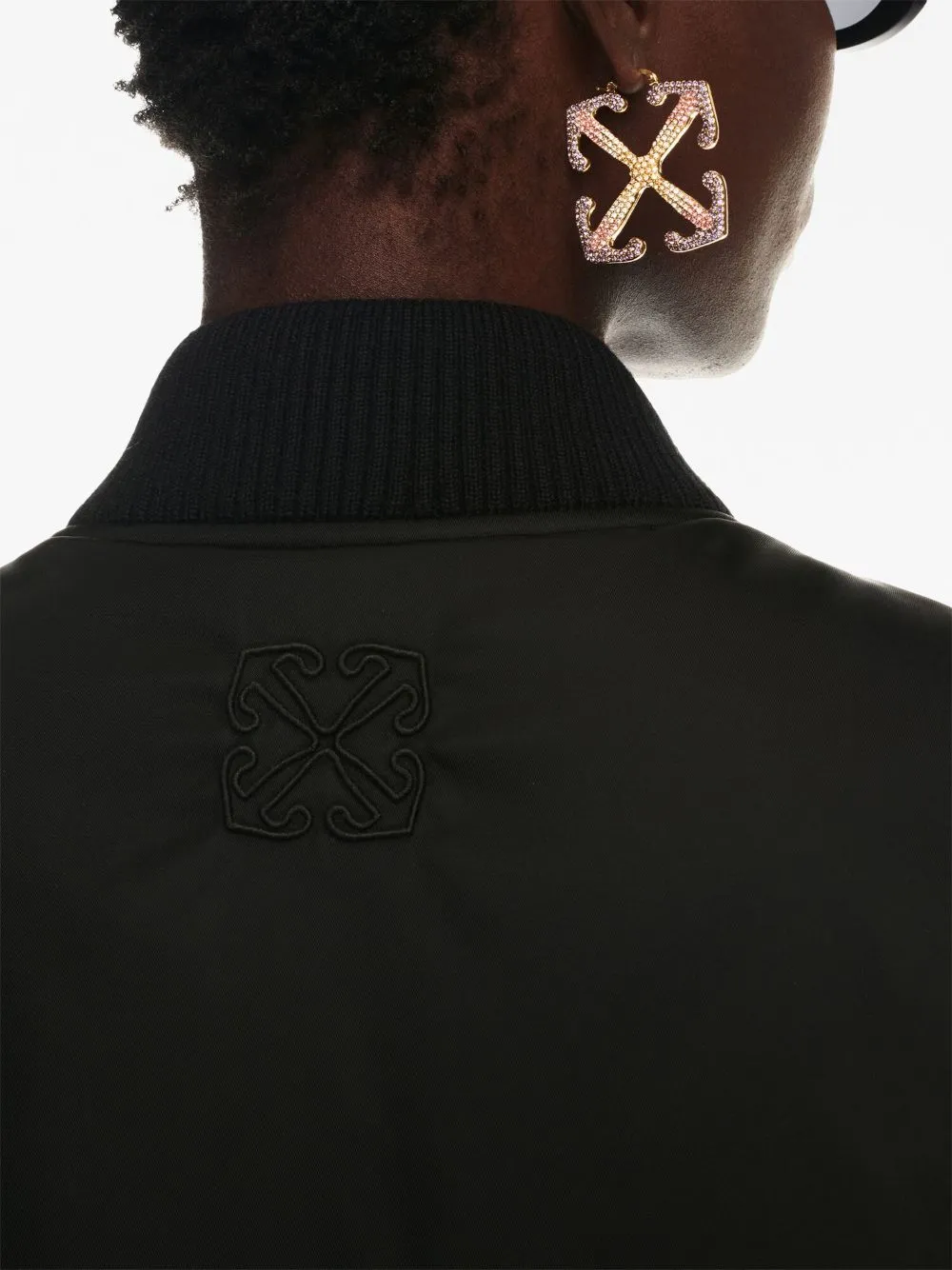 Band-Collared Zip-Up Bomber Jacket
