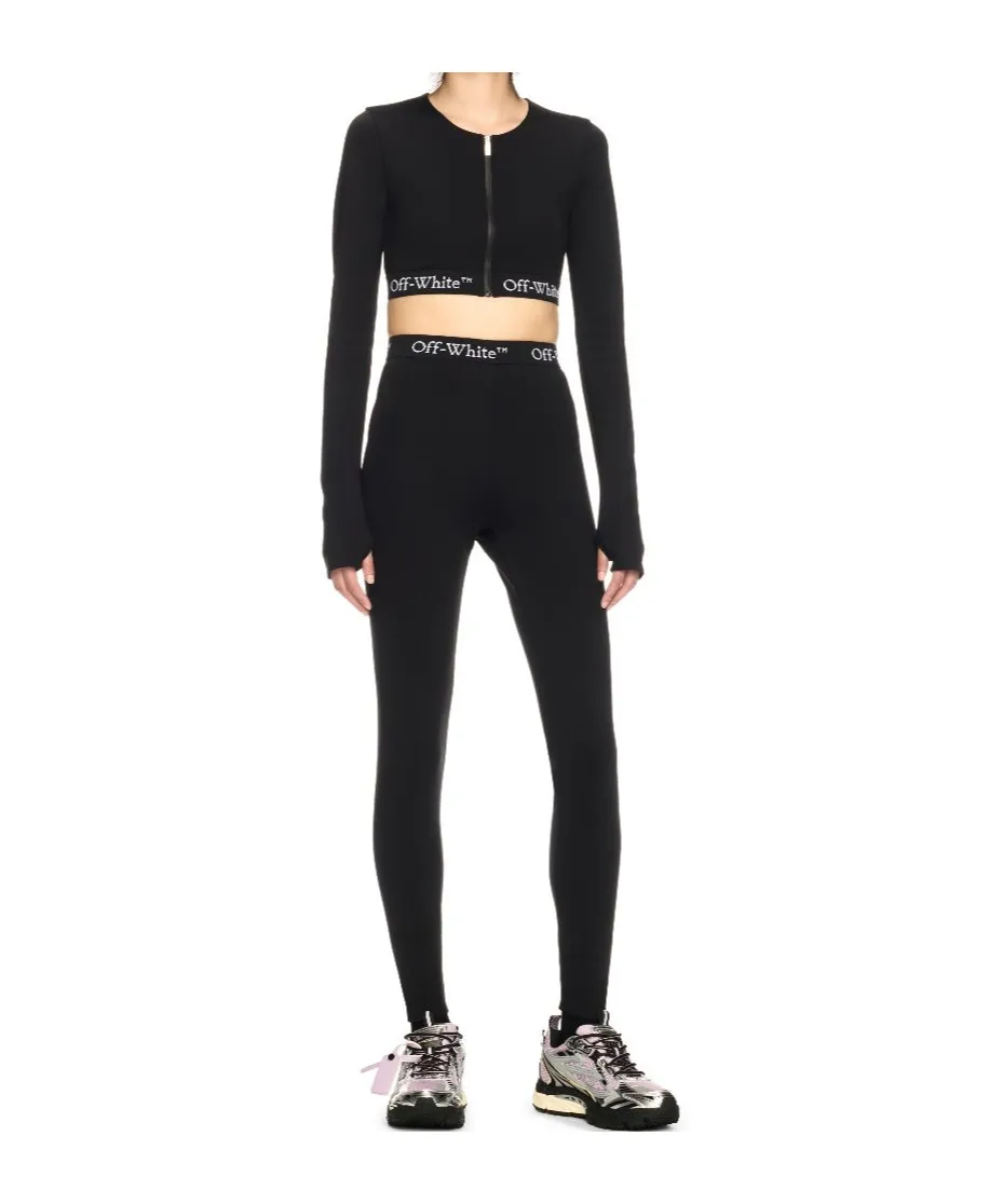 Logo Band Zip Crop Top