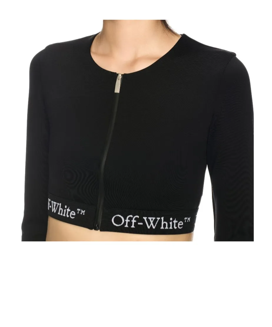 Logo Band Zip Crop Top