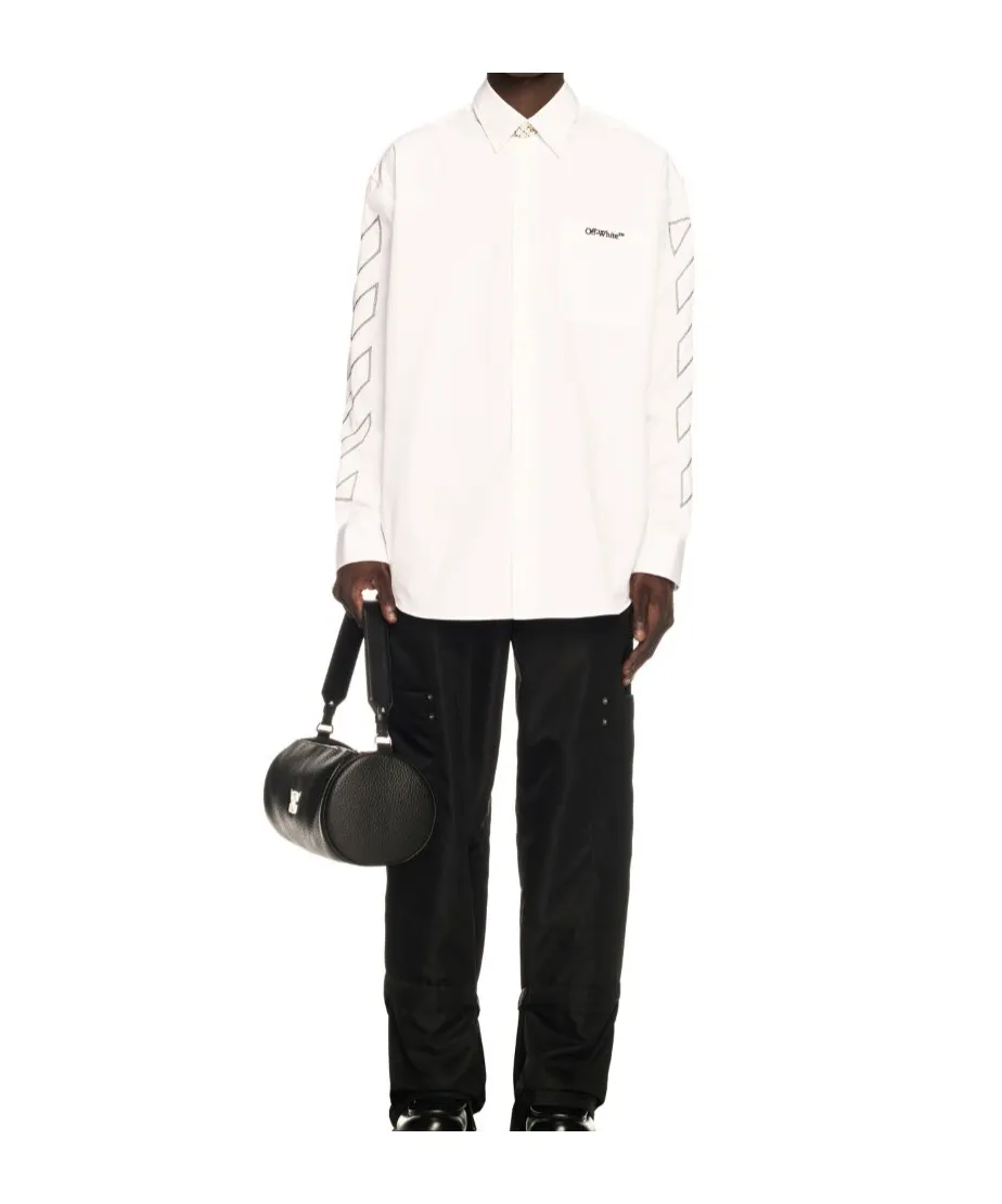 Logo Embroidered Long Sleeved Overshirt