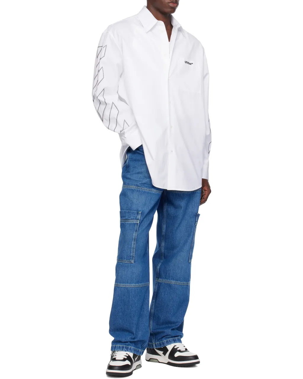Irregular Logo Embroidered Jeans