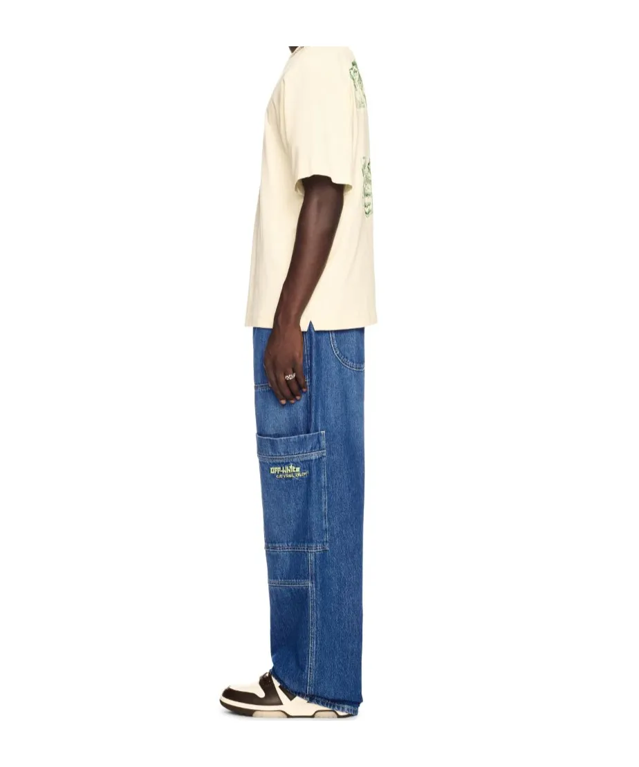 Irregular Logo Embroidered Jeans
