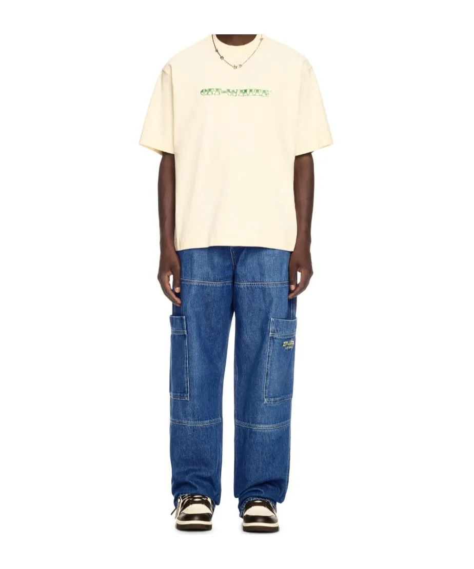 Irregular Logo Embroidered Jeans