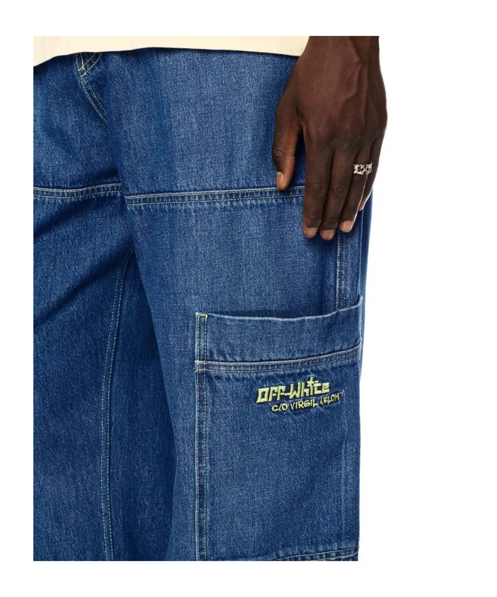 Irregular Logo Embroidered Jeans