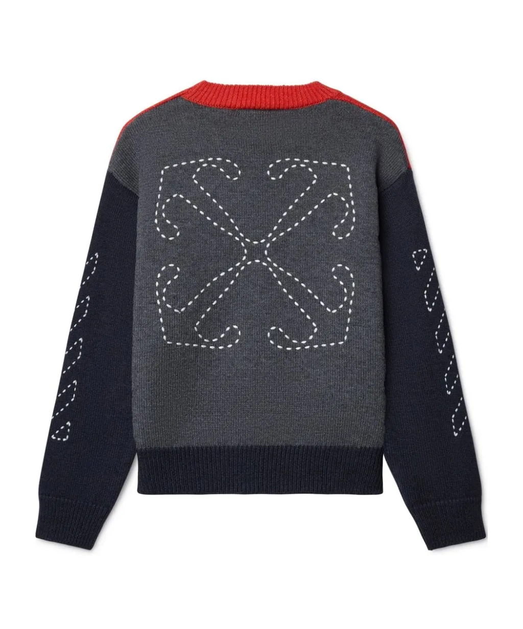 Arrow Stitched Colour-Block Jumper