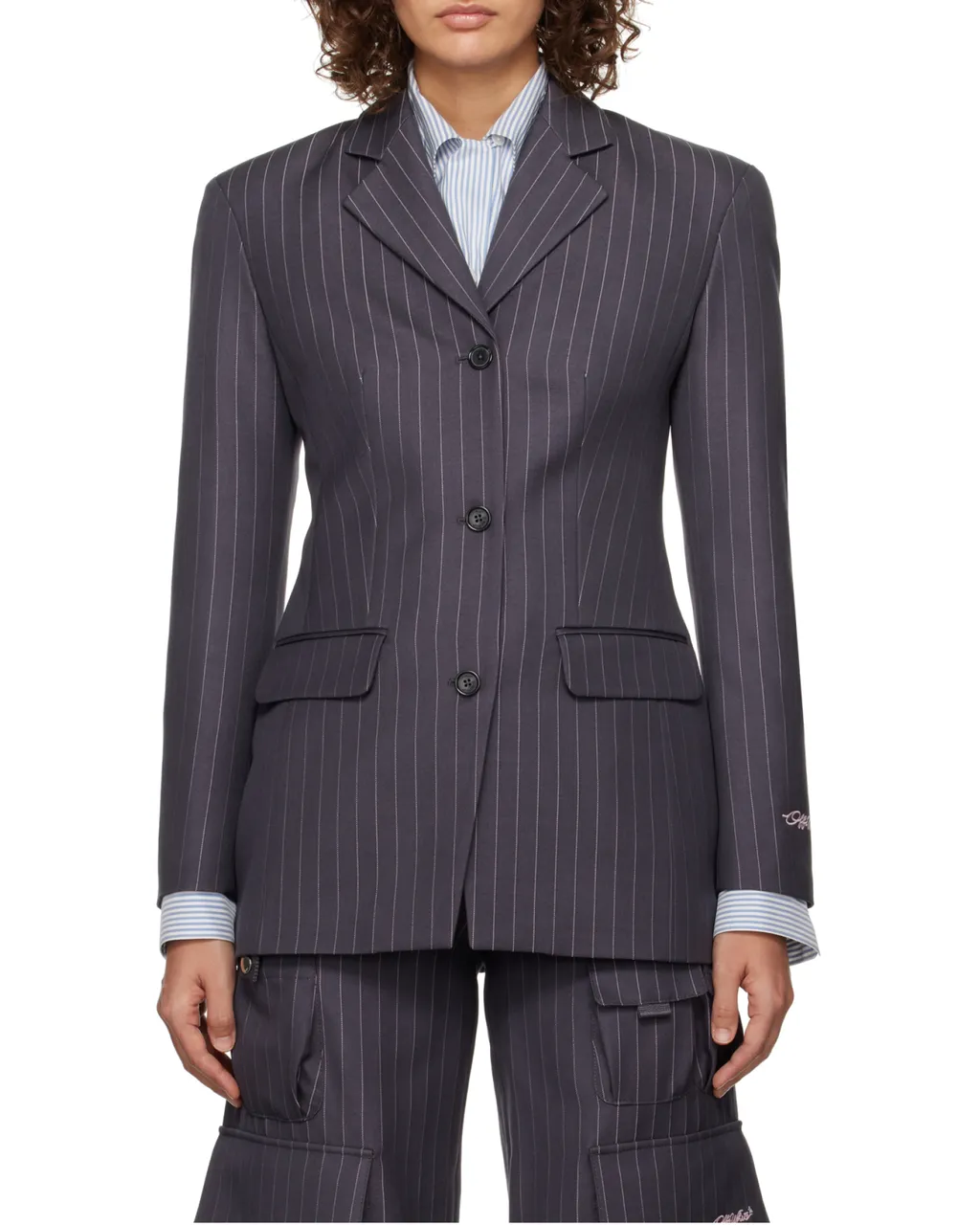 Striped Single-Breasted Blazer