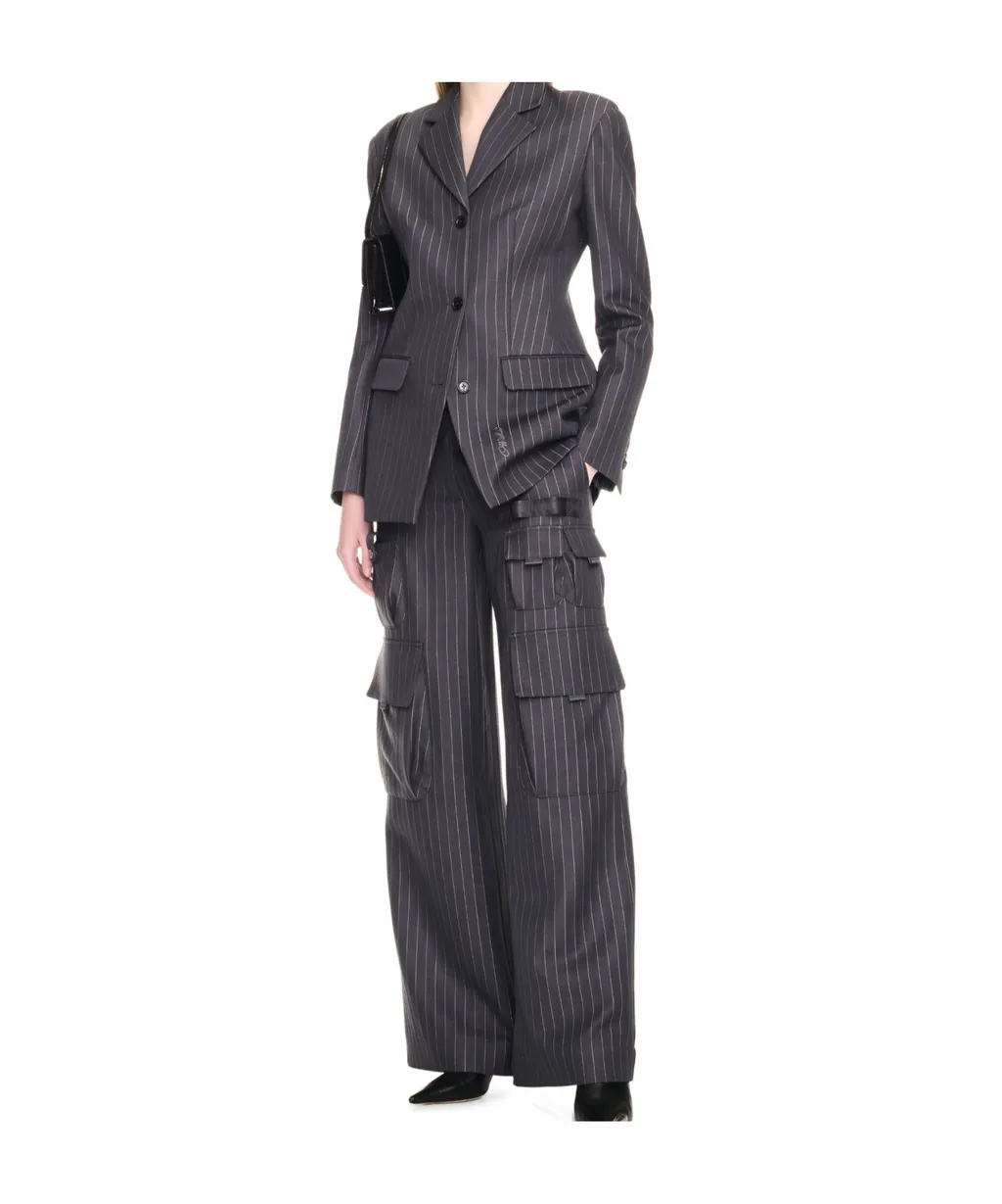 Striped Single-Breasted Blazer