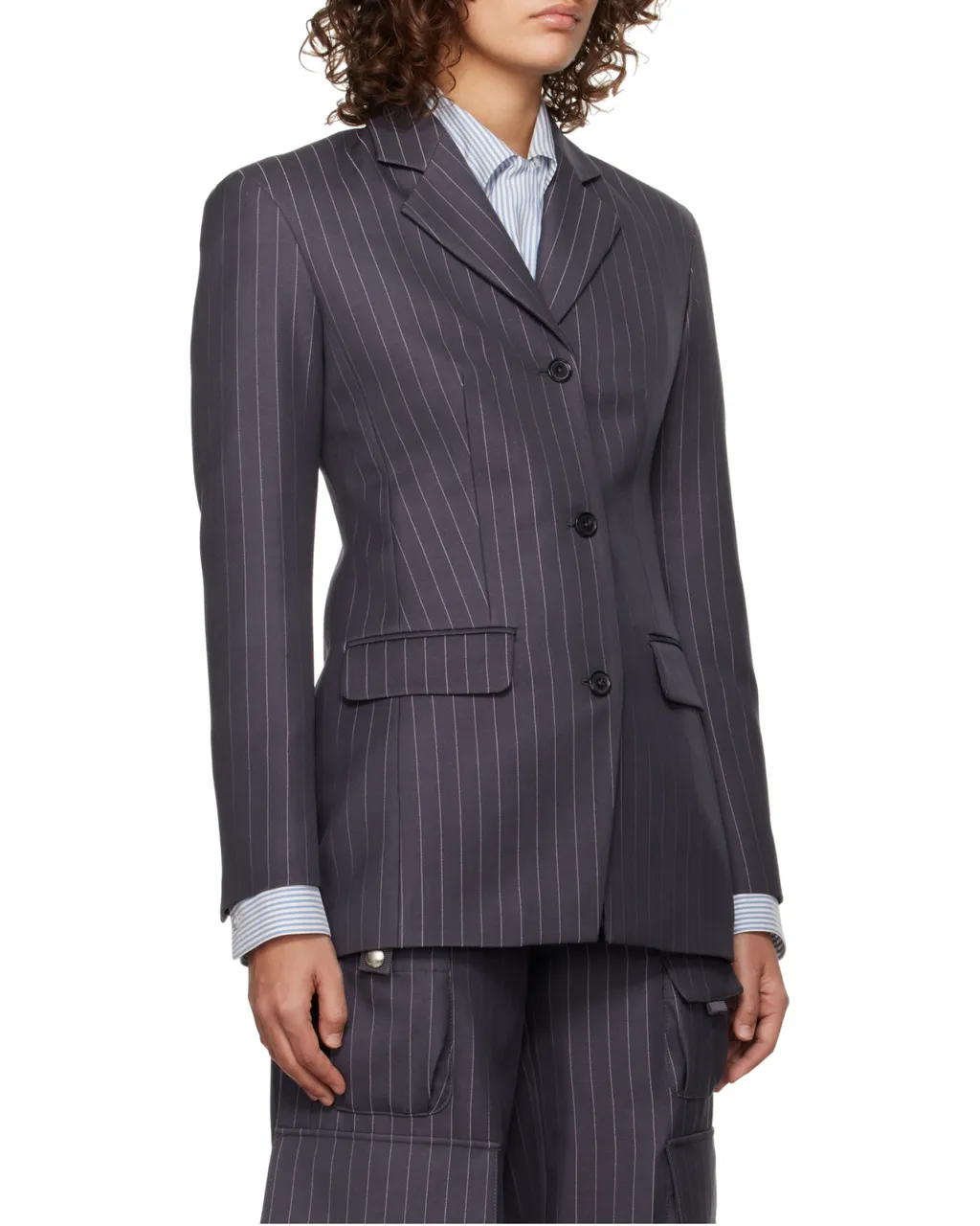 Striped Single-Breasted Blazer