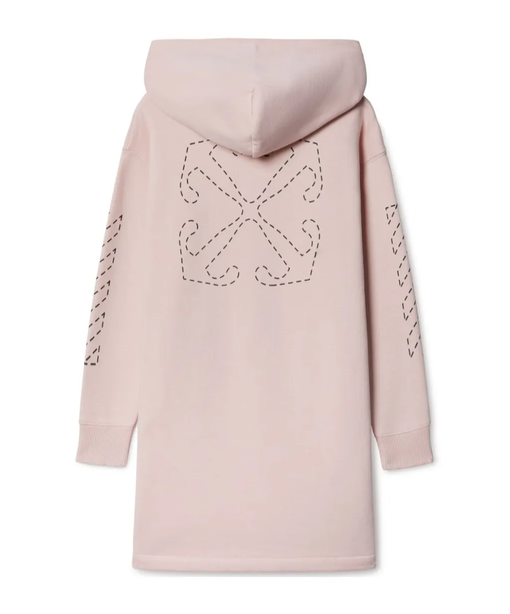Arrow Stitched Cotton Hoodie Dress